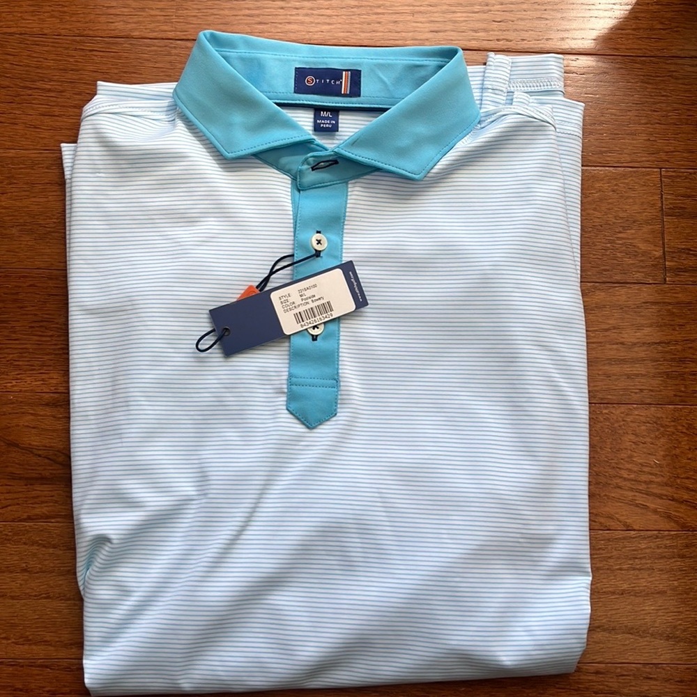 Turquoise and White Golf Polo